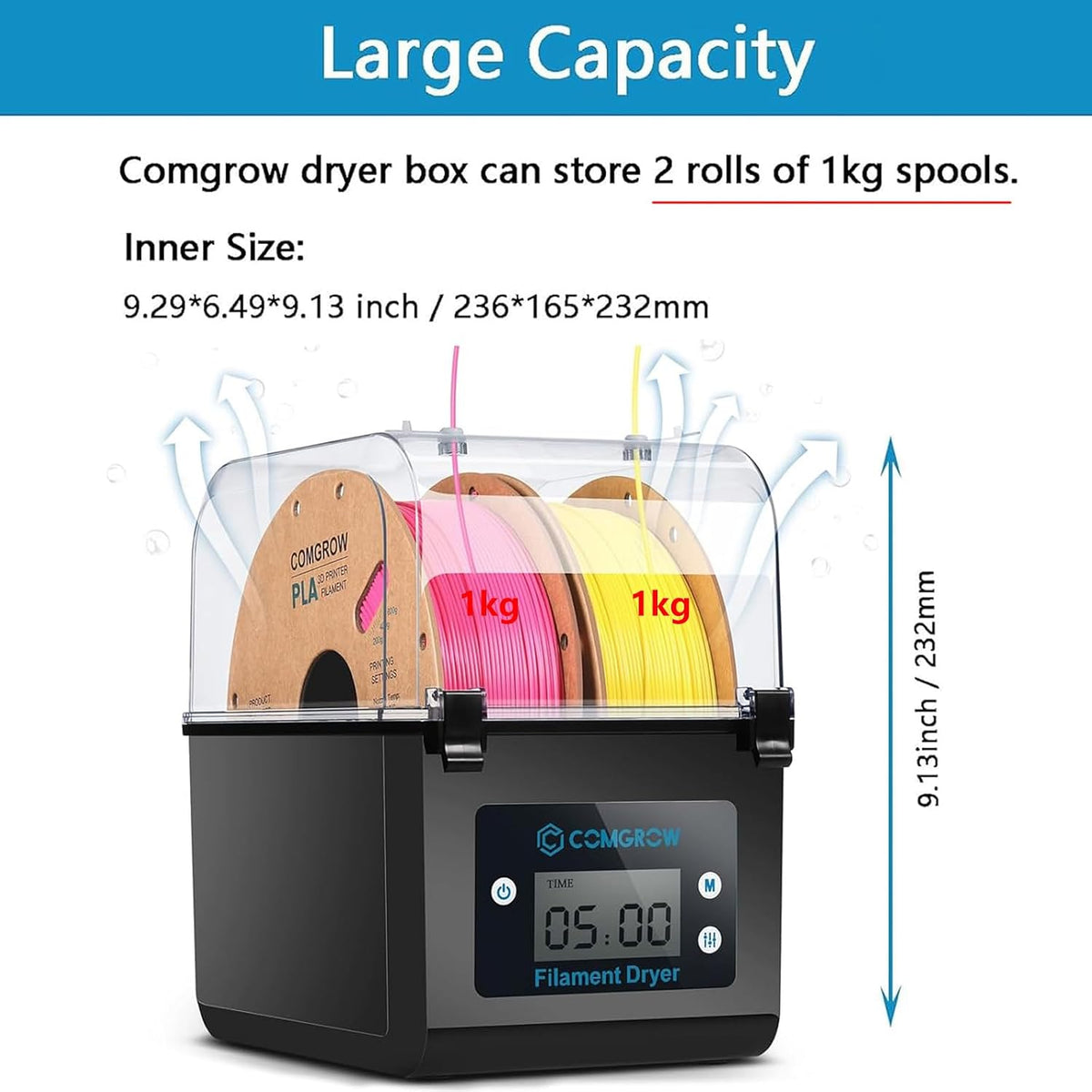 Comgrow 3D Printer Filament Dryer Box, SH01 Filament Storage, 3D Printer Spoo...