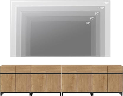 WAMPAT Modern TV Stand for TVs up to 120 inch, 4 in 1 Wood Entertainment Center - Image 4