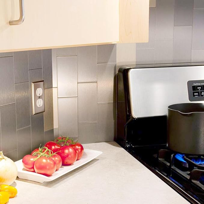 AULIGET 100-Piece Peel and Stick Backsplash Metal Tile, Laundry Room - Image 7