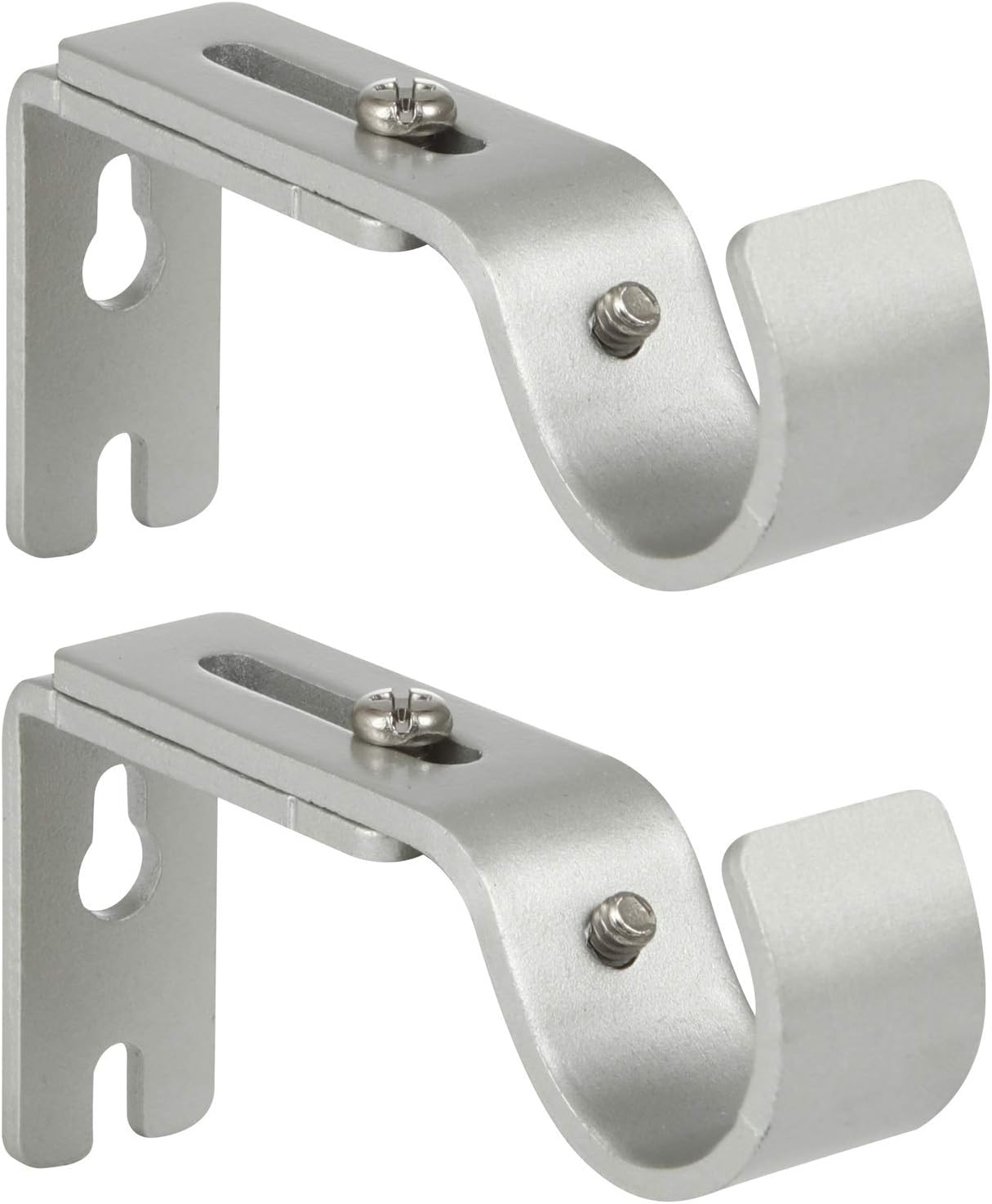 Heavy Duty Adjustable Curtain Rod Brackets Rod Holders for 1 Inch Rod, Silver Color, (Set of 2)