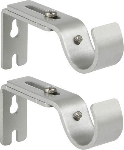Heavy Duty Adjustable Curtain Rod Brackets Rod Holders for 1 Inch Rod, Silver Color, (Set of 2)