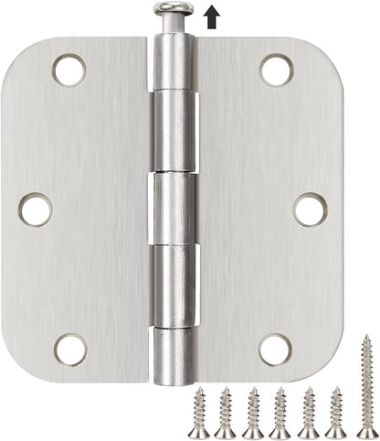 42 Pack Rounded Door Hinges Brushed Nickel 3.5 Inch Interior 5/8" 3-1/2" Flat by TDCHINGES