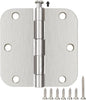 42 Pack Rounded Door Hinges Brushed Nickel 3.5 Inch Interior 5/8" 3-1/2" Flat by TDCHINGES
