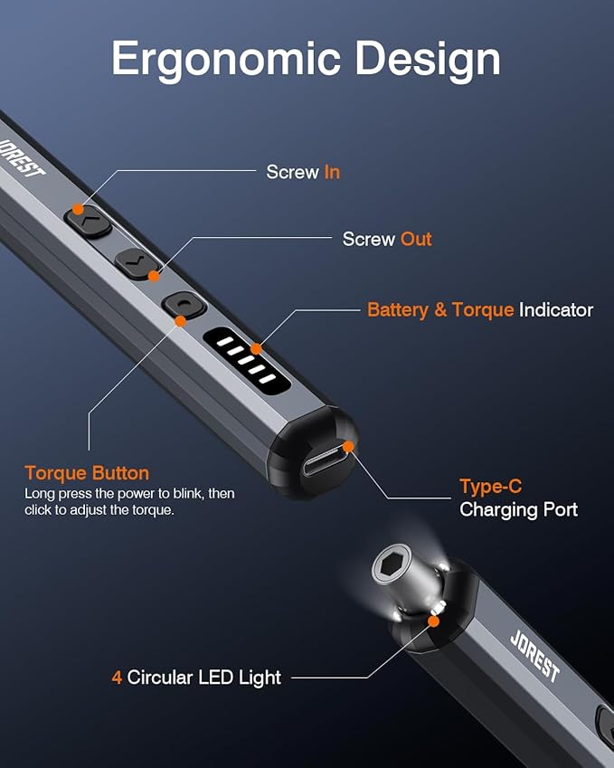 JOREST Mini Electric Screwdriver, Cordless Precision Screwdriver set - Image 3