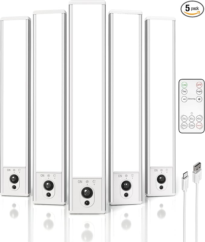 EZVALO 5-Pack Under Cabinet Lighting, 2400mAh Motion Sensor Light, LED Closet by EZVALO