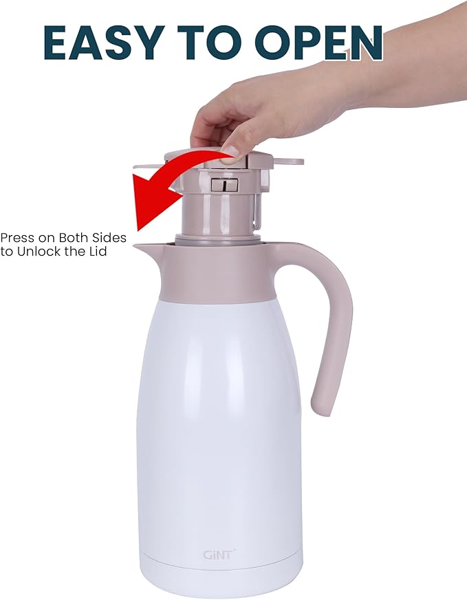 GiNT 1.9L / 64Oz Thermal Coffee Carafe, Insulated Stainless Steel Coffee Carafes - Image 5