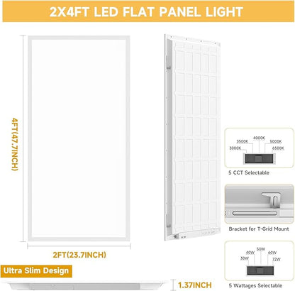 2 Pack 2x4 LED Flat Panel Light Drop Ceiling Office Fixture, Surface Mount Drop - Image 8
