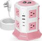 NVEESHOX Surge Protector Power Strip Tower, 10 Feet Ultra Flat Extension Cord by NVEESHOX