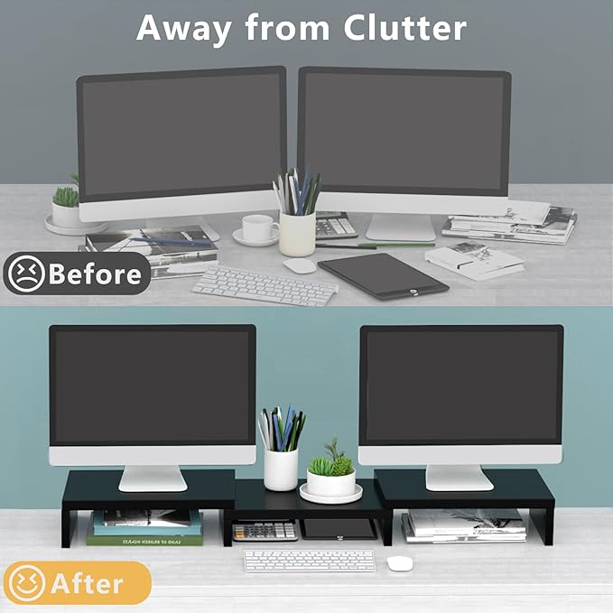 TAVR Dual Monitor Stand Riser Office Desktop Organizer Stand - Image 2