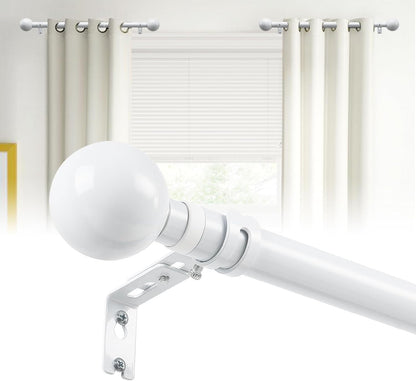 12-20 Inch Side Curtain Rod,Set of 2, 1" Short Adjustable White Curtain Rods Side Curtain Rod with Decorative Finals, Heavy Duty Curtain Rod Set for Windows, Door