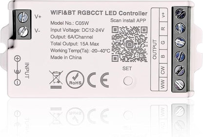 TUNICHX RGBCCT SMD FCOB 6 PIN LED Strip 2.4 GHz WiFi Group Controller Alexa by TUNICHX