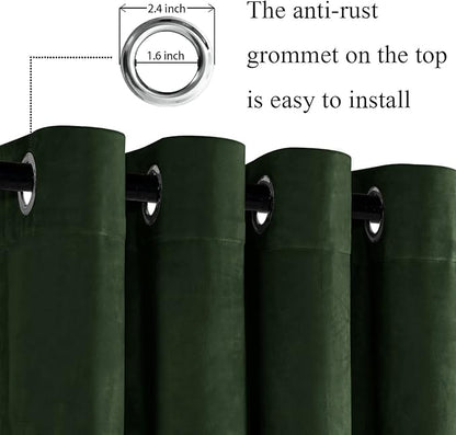 JIUZHEN Oliver Green Velvet Curtains 90 inches - Image 2