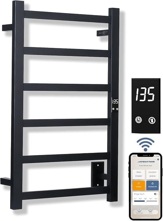 Smart Wireless Electric Towel Warmer | Blade Thin 6 Bar Design | Hardwired & by Topdattion