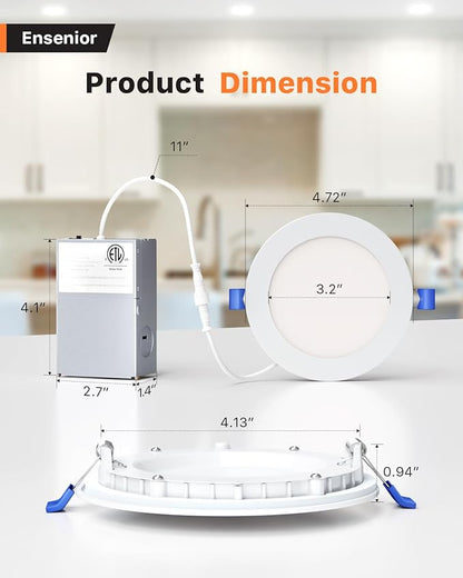 Ensenior 12 Pack 4 Inch Ultra-Thin LED Recessed Light - Image 5