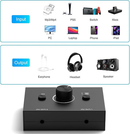 Dingsun 3.5mm Audio Switch, Stereo Audio Selector Box Passive Speaker Headphone - Image 4