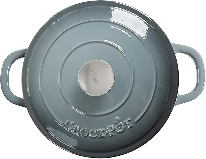 Crock Pot Artisan 5-Quart Round Enameled Cast Iron Dutch Oven – Slate Gray - Image 3
