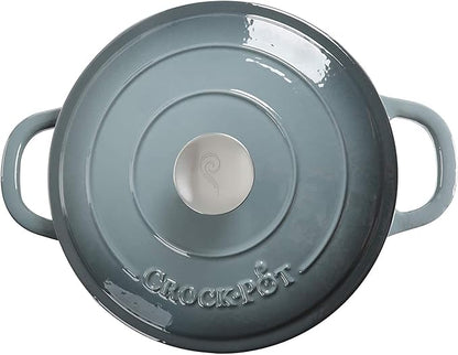 Crock Pot Artisan 5-Quart Round Enameled Cast Iron Dutch Oven – Slate Gray - Image 3