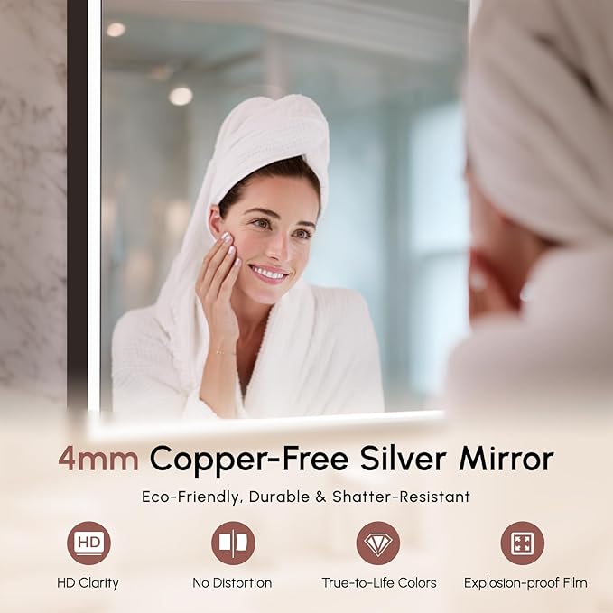 USHOWER 36X30 LED Bathroom Mirror - Image 7