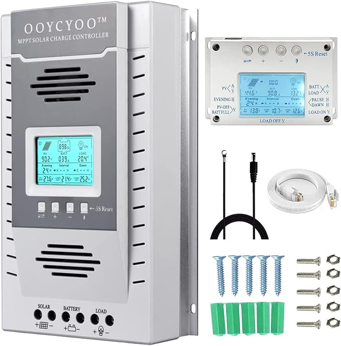 OOYCYOO MPPT Charge Controller 100 amp 12V/24V Auto, 100A Solar Panel Charge by OOYCYOO