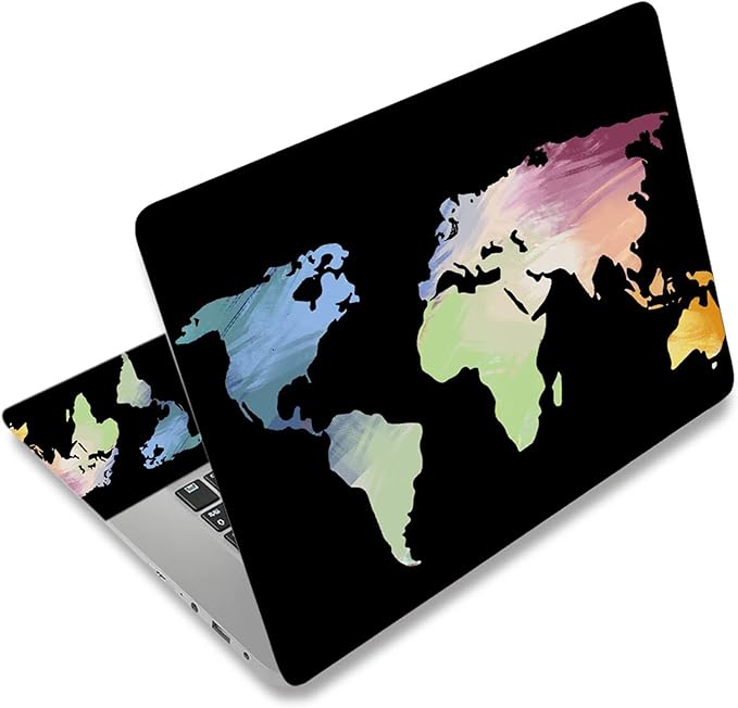 Laptop Skin Sticker Decal, Decorative Removable, Colorful Map by ToLuLu