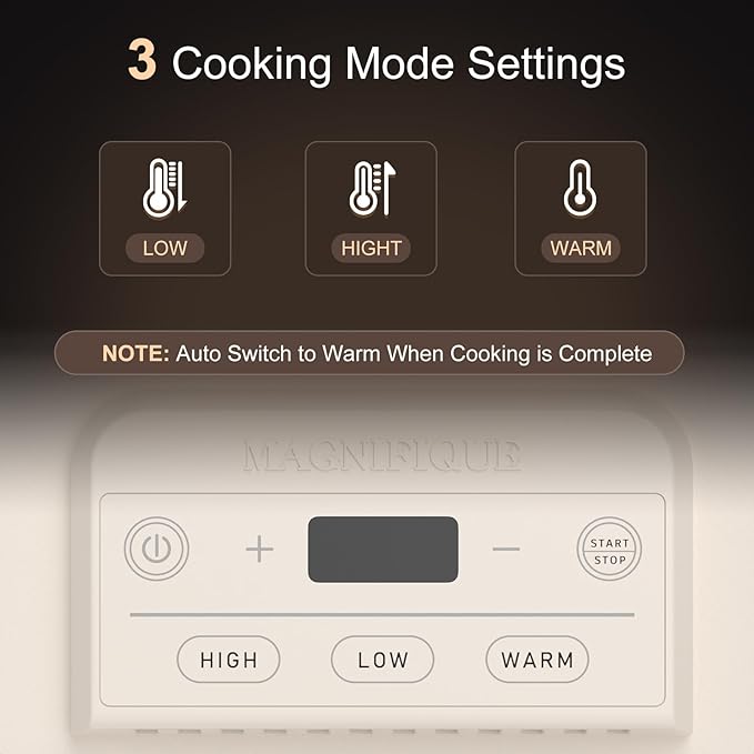 Magnifique 4 Quart Casserole Digital Slow Cooker, Premium Ceramic Bakeware - Image 4