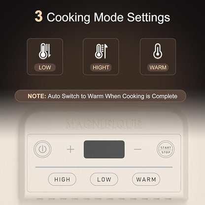 Magnifique 4 Quart Casserole Digital Slow Cooker, Premium Ceramic Bakeware - Image 4