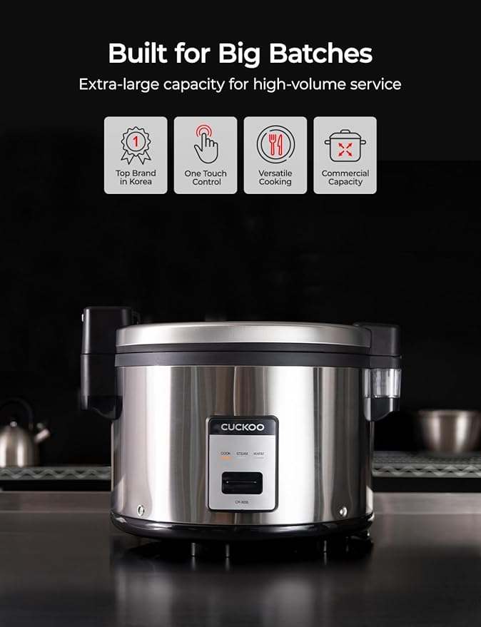 CUCKOO Commercial Rice Cooker & Warmer, Extra Large Rice Cooker 30-Cup Uncooked - Image 3