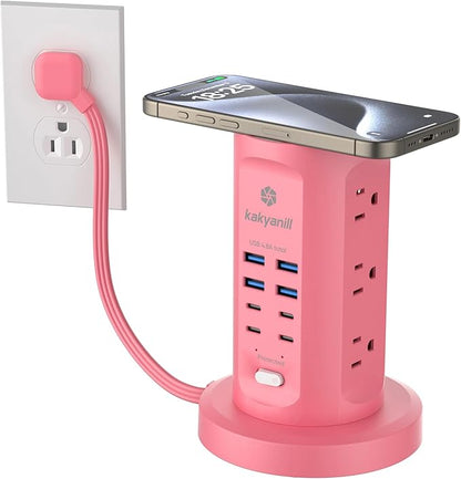 Power Strip Tower, kakyanill Surge Protector Tower 9 AC Outlets 8 USB, 6 Ft by kakyanill