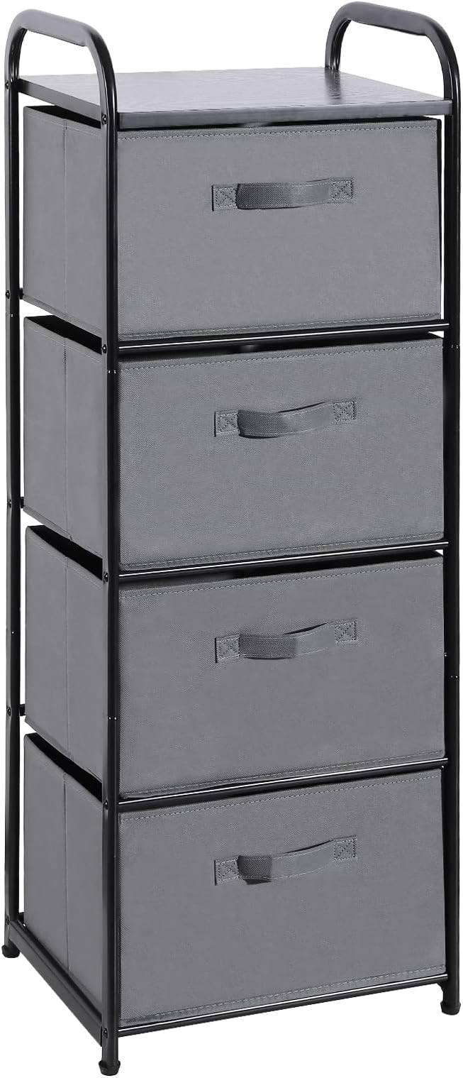 MAX Houser 4 Drawer Fabric Dresser Tall Storage Tower, Dresser Chest by MAXHouser