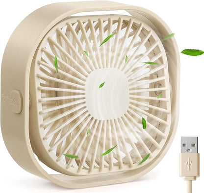 RJVW 4 Inch Small USB Desk Fan, 3-Speed Portable & 360°Rotatable Mini Cooling by RJVW