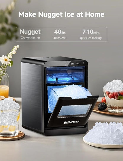 EUHOMY Nugget Ice Maker Countertop, 40Lbs/24H Pebble Ice Maker Machine - Image 2