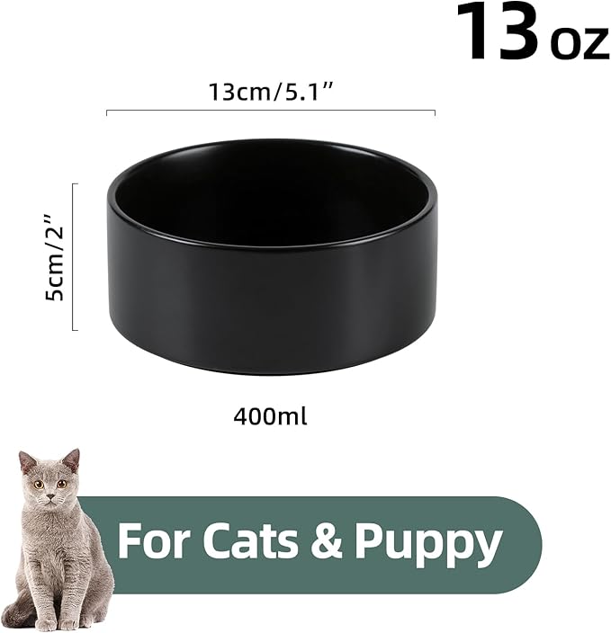 Ceramic 5.1inch Set of 2 Dog and Cat Bowls, Food and Water Feeder - Image 2