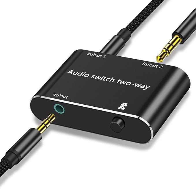 Audio Switch 3.5mm Bi-Direction Switch, Stereo Audio Switcher 2 in 1/1 in 2 Out by WLTASUY