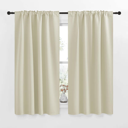 NICETOWN Blackout Window Curtains for Living Room - (Beige Color) 34x48 Inch, 2 Panels Set, Thermal Insulated Room Darkening Blackout Drapes/Draperies with Rod Pocket & Back Tab for Loft