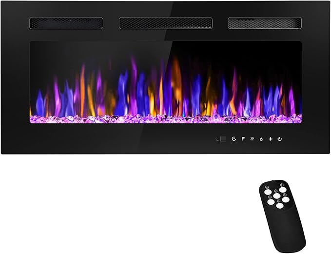 36" Electric Fireplace Wall Mounted and Recessed by BETELNUT