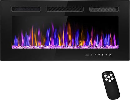 36" Electric Fireplace Wall Mounted and Recessed by BETELNUT