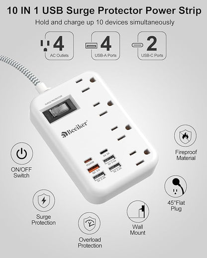 45W USB C Surge Protector Power Strip, Travel Power Strip - Image 4