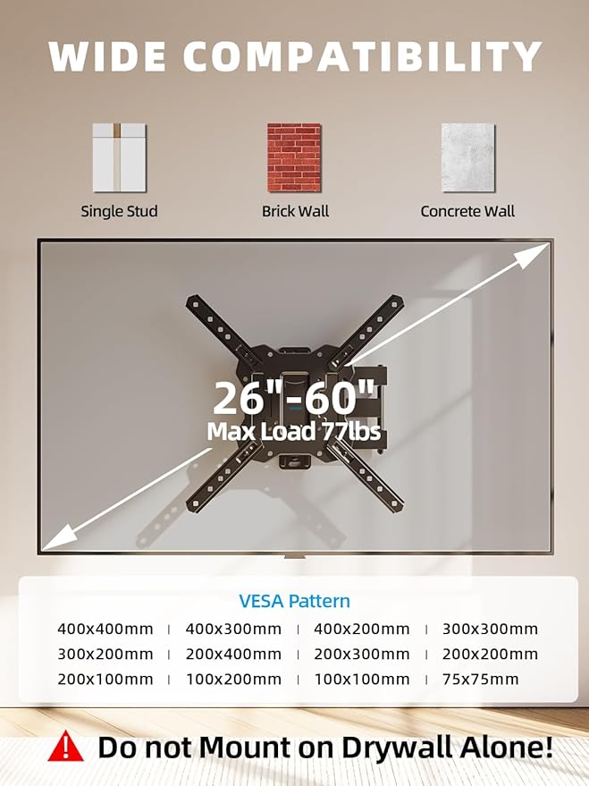USX STAR UL Listed Full Motion TV Wall Mount - Image 3