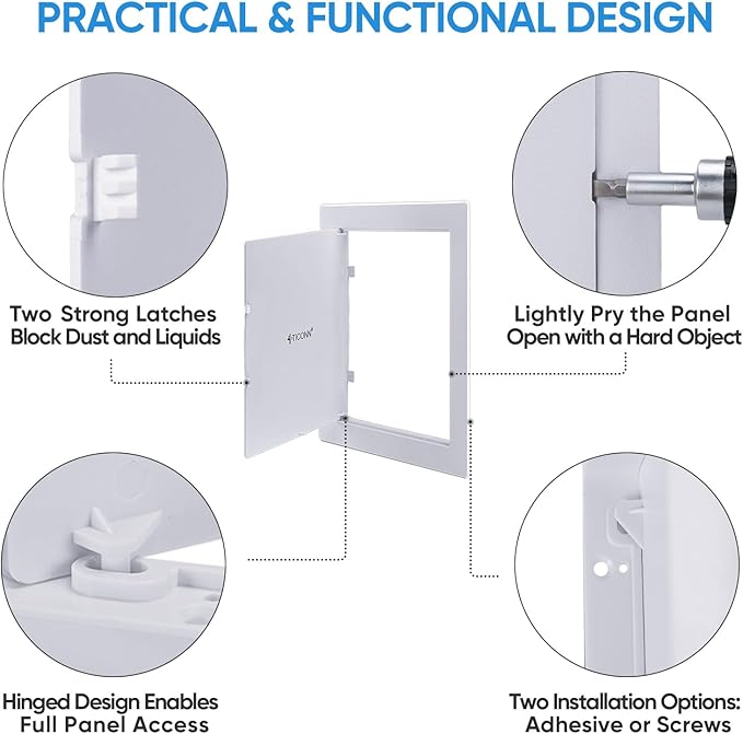 TICONN Access Panel for Drywall, 6 x 9 Inch ABS Plastic Wall Hole Cover Access - Image 3