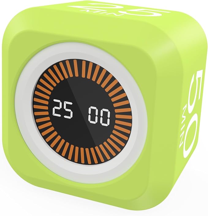 Rotating Visual Pomodoro Timer 5, 50 Min Custom Countdown, Rechargeable Cube by MOSTRUST