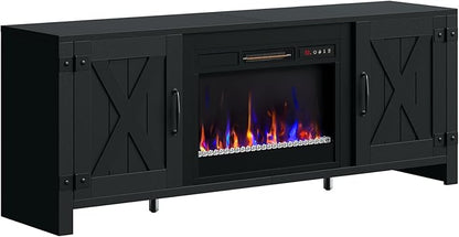 Bestier 63" Fireplace TV Stand for TVs Up to 70", Farmhouse Barn Door - Image 8