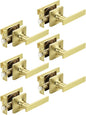 Mengico 6 Pack Passage Door Levers Gold Finish, No-Locking Keyless Square Door by Mengico