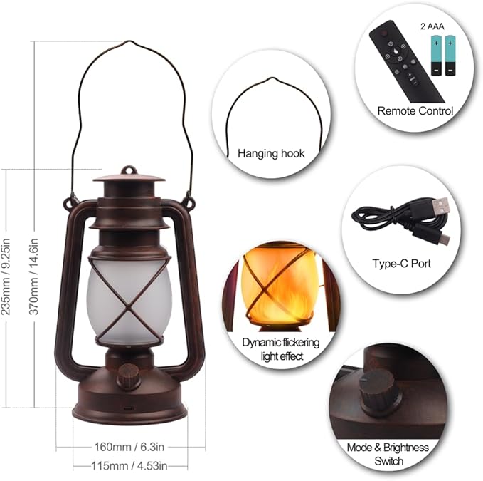 Lantern LED Battery Powered Camping Lamp Outdoor Hanging Rechargeable Lantern - Image 6