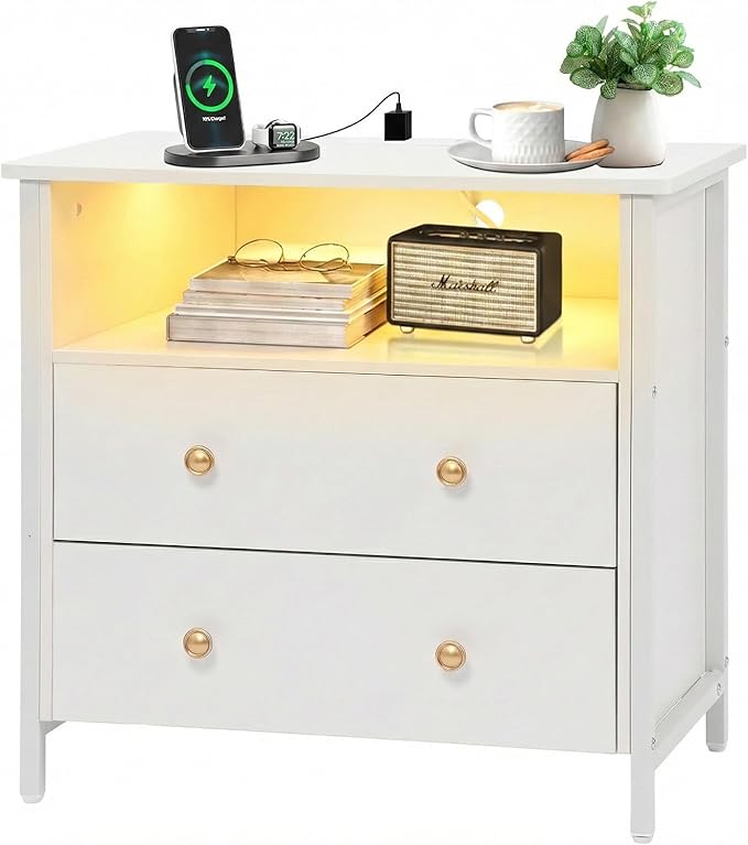 Tykacna 27 Inch Wide Night Stand, Large Wood Night Stand by Tykacna