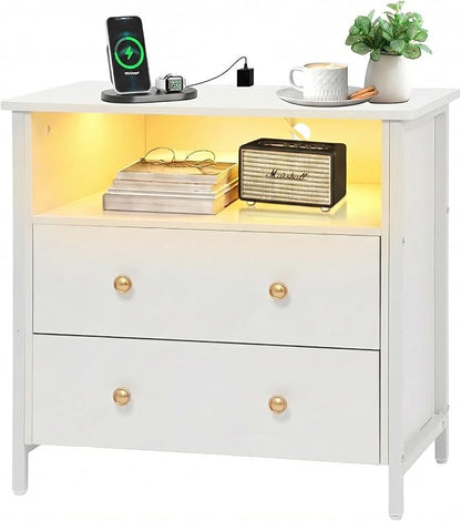 Tykacna 27 Inch Wide Night Stand, Large Wood Night Stand by Tykacna