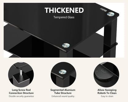 fitueyes 4-tier media stand audio with tempered glass, side view