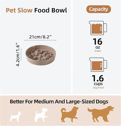 Ceramic 1.6 Cup Dog Bowl Slow Feeder, 8.2 inch Slow Pet Food Dish - Image 2
