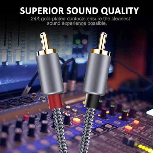 Goalfish RCA Cable, 20 Feet/6m Audio 2 Male to 2 Male Subwoofer Nylon-Braided - Image 4