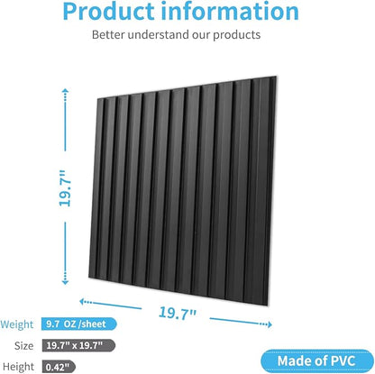 Art3d Slat Wall Panel, 3D Fluted Textured Panel 12-Tile 19.7 x 19.7in. - Image 5