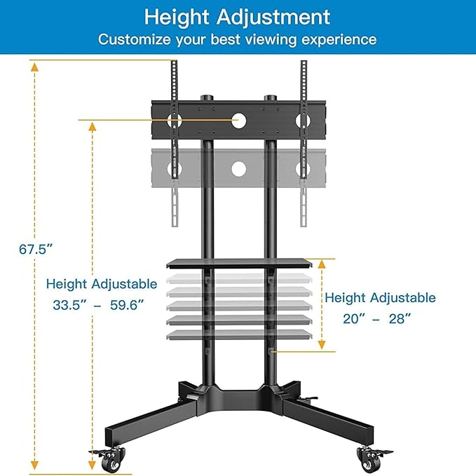 PERLESMITH Rolling TV Stand - Image 3